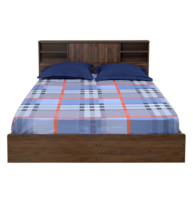 Buy Gunner Queen Size Bed with Storage in Wenge Finish by home Online