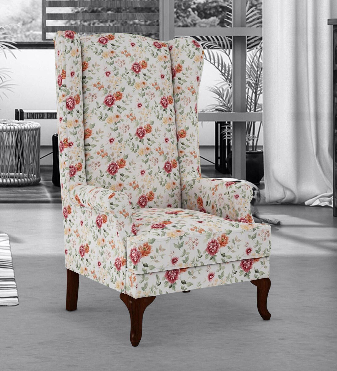 Buy Hamilton High Back Wing Chair in Floral Pattern by ARRA Online
