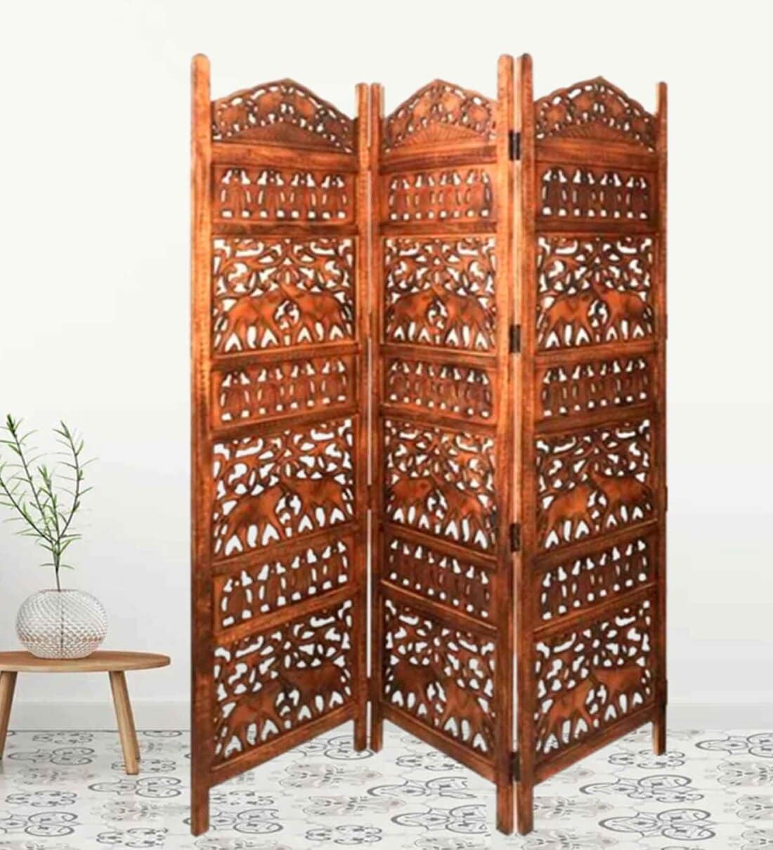 Buy Handcarved Mdf Blaze Room Divider Seprator Online Folding Screen