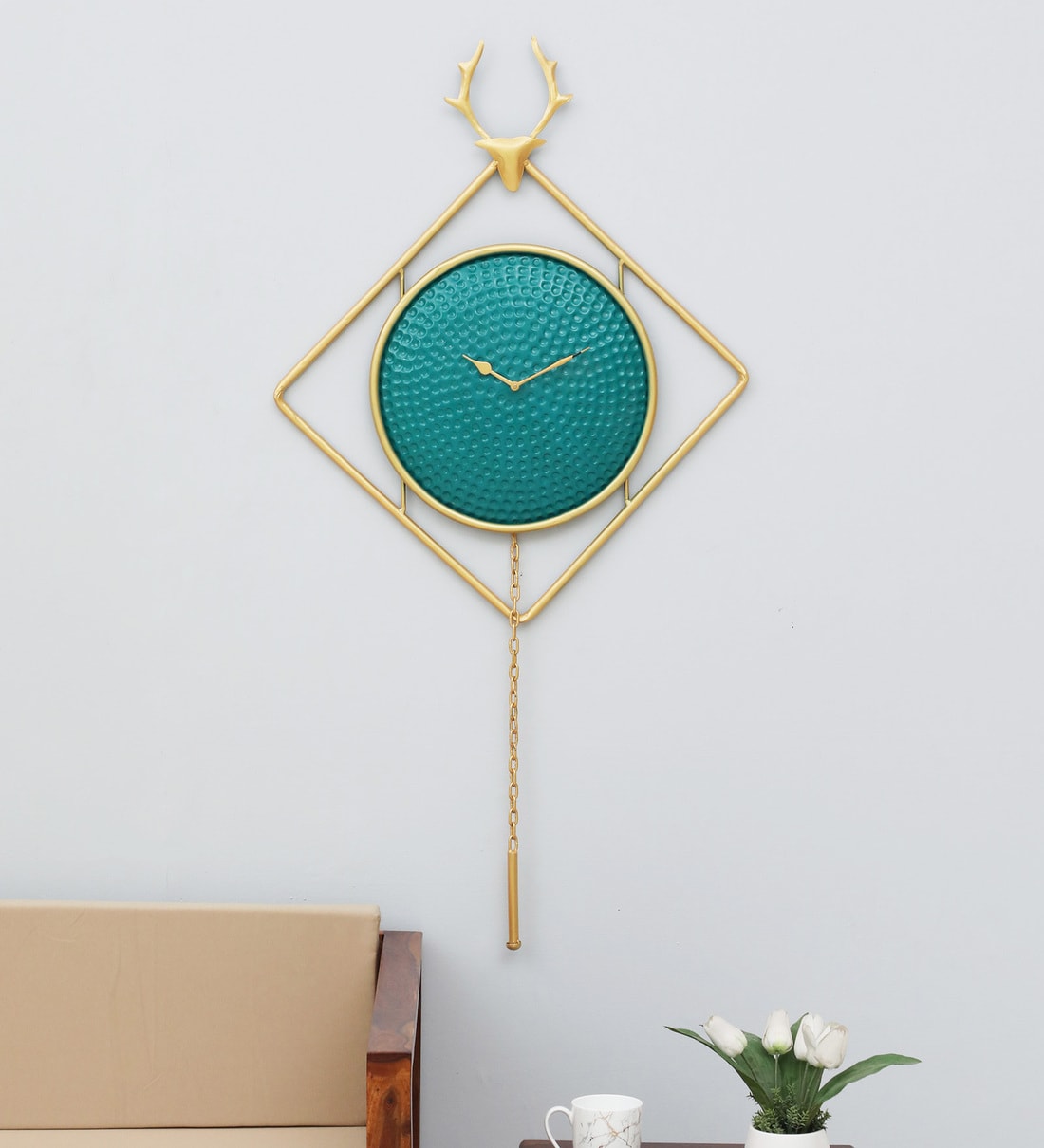 Buy Handmade Gold Metal Wall Clock by Home Decor International at 33 OFF by Home Decor