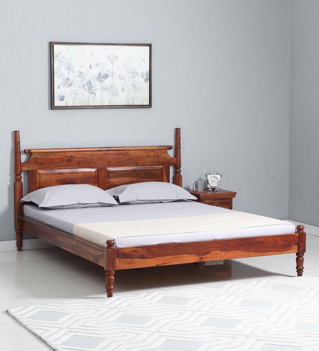 Buy Harleston Sheesham Wood King Size Bed In Honey Oak Finish Online