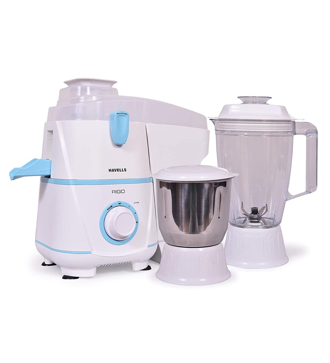 Buy Havells Rigo Juicer Mixer Grinder 500 Watt with 2 Jar in White and