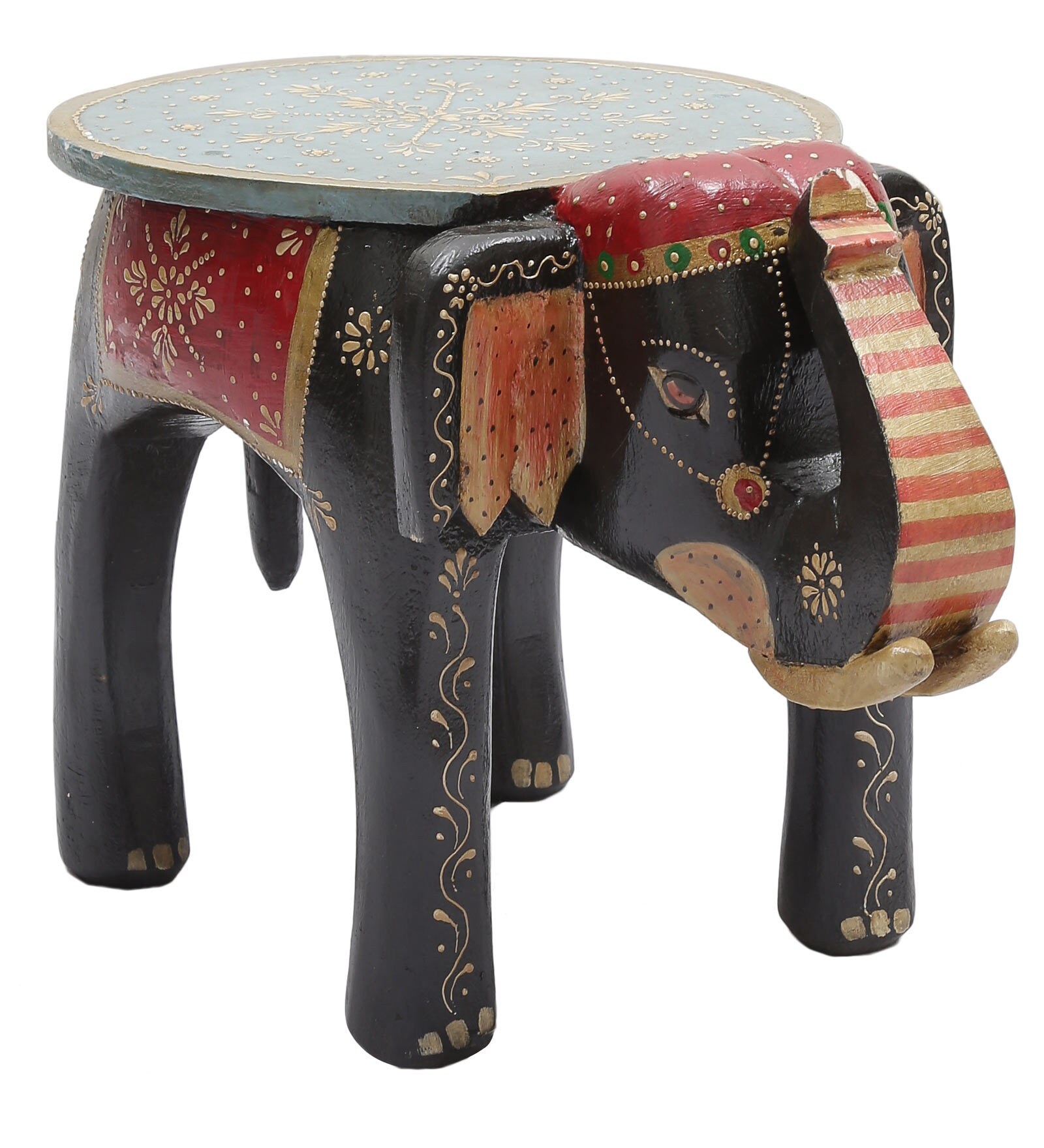 Buy Hand Painted Jaipuri Elephant Stool by VarEesha Online Chowkies Stools Furniture