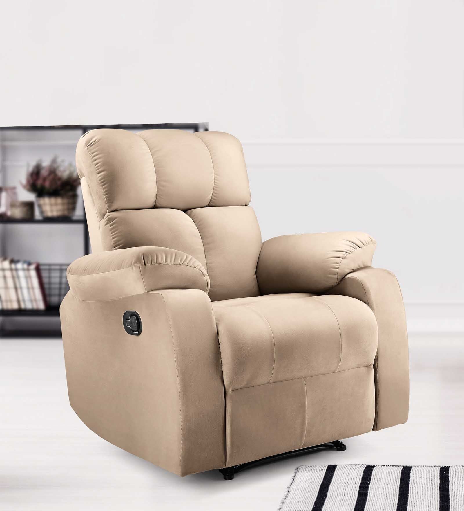 Buy Helios Fabric Manual 1 Seater Recliner in Beige Colour at 18 OFF