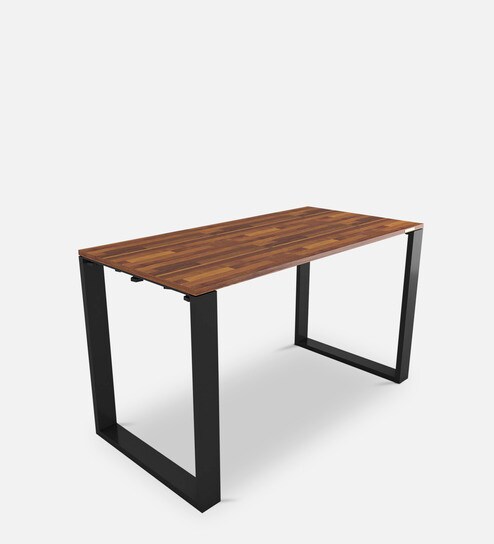 wood desk with metal legs