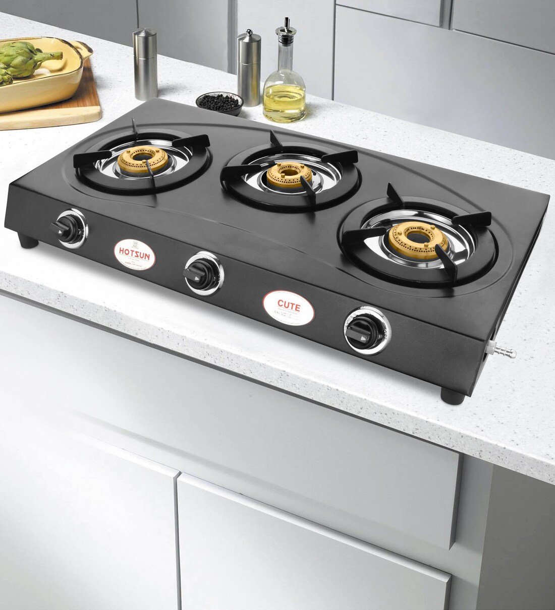 Buy Hotsun Cute 3 Black Square Stainless Steel 3 Burner Gas Stoves