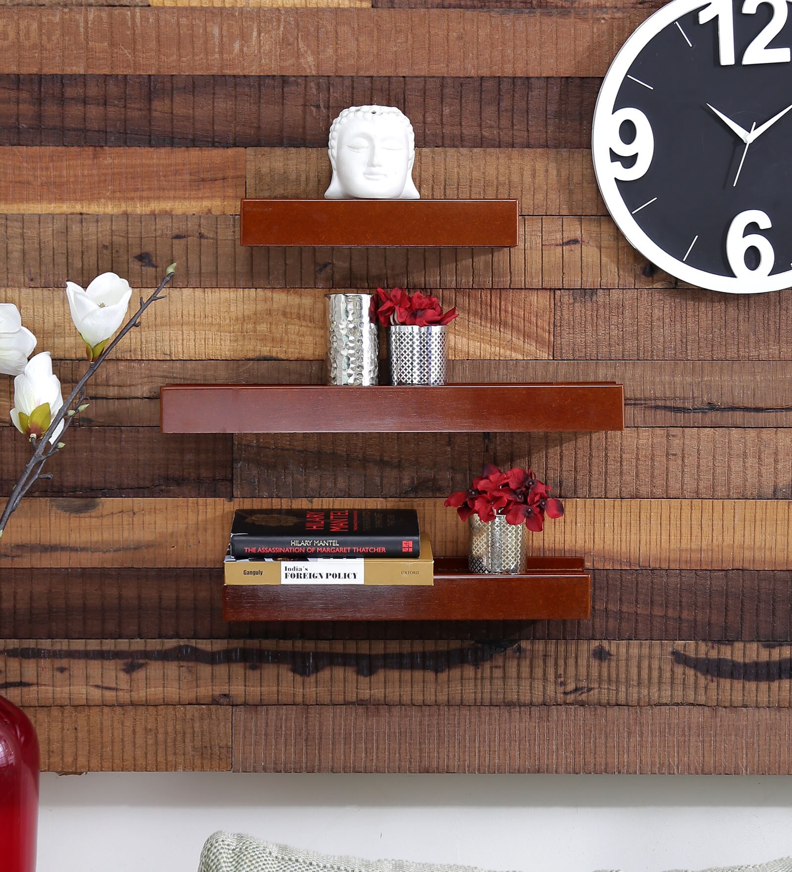 Buy Simon Contemporary Wall Shelves Set of 3 in Brown by CasaCraft