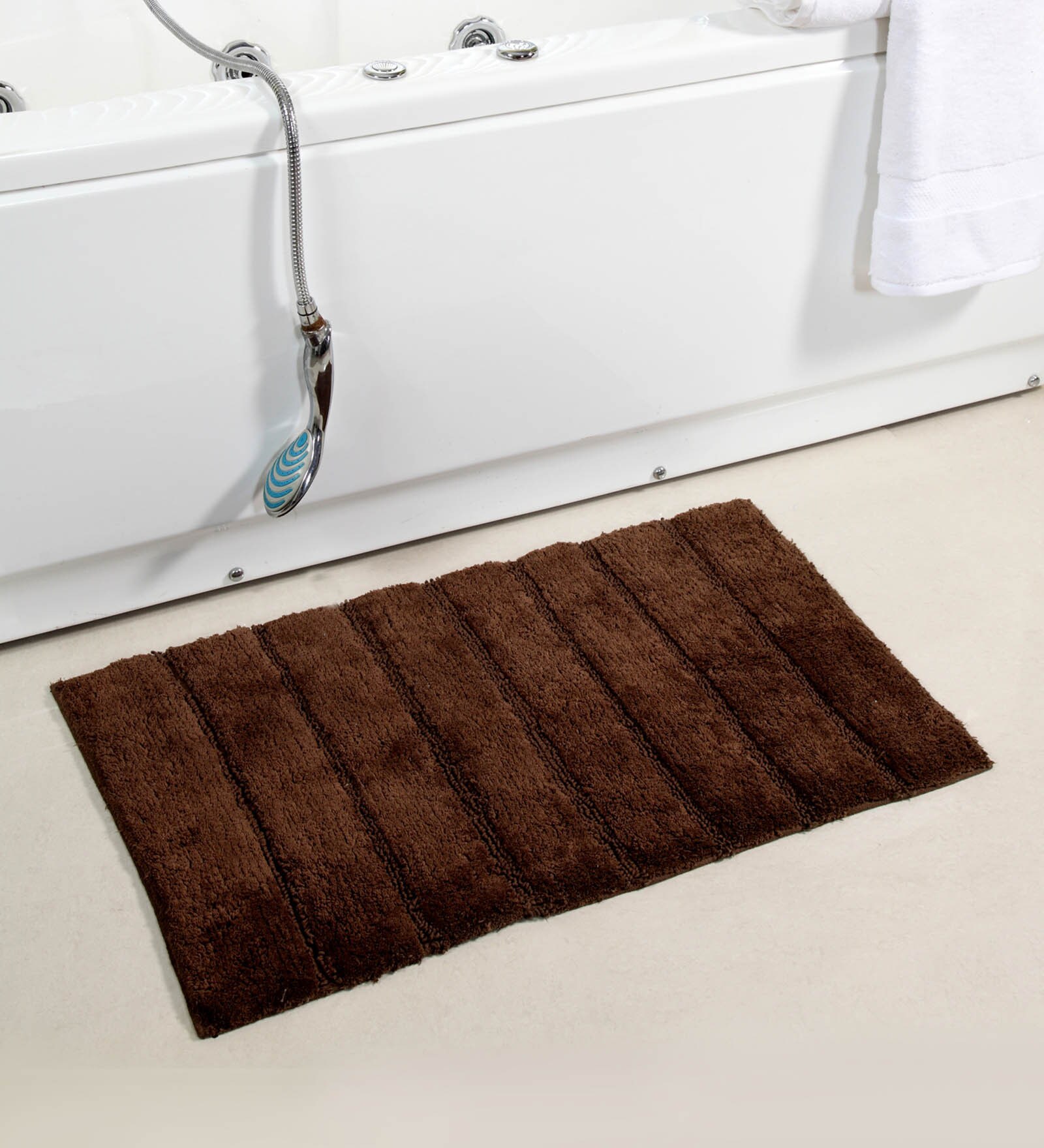 Buy Blue Solid Cotton 32x20 Inches Max Absorbant Bath Mat by HomeFurry