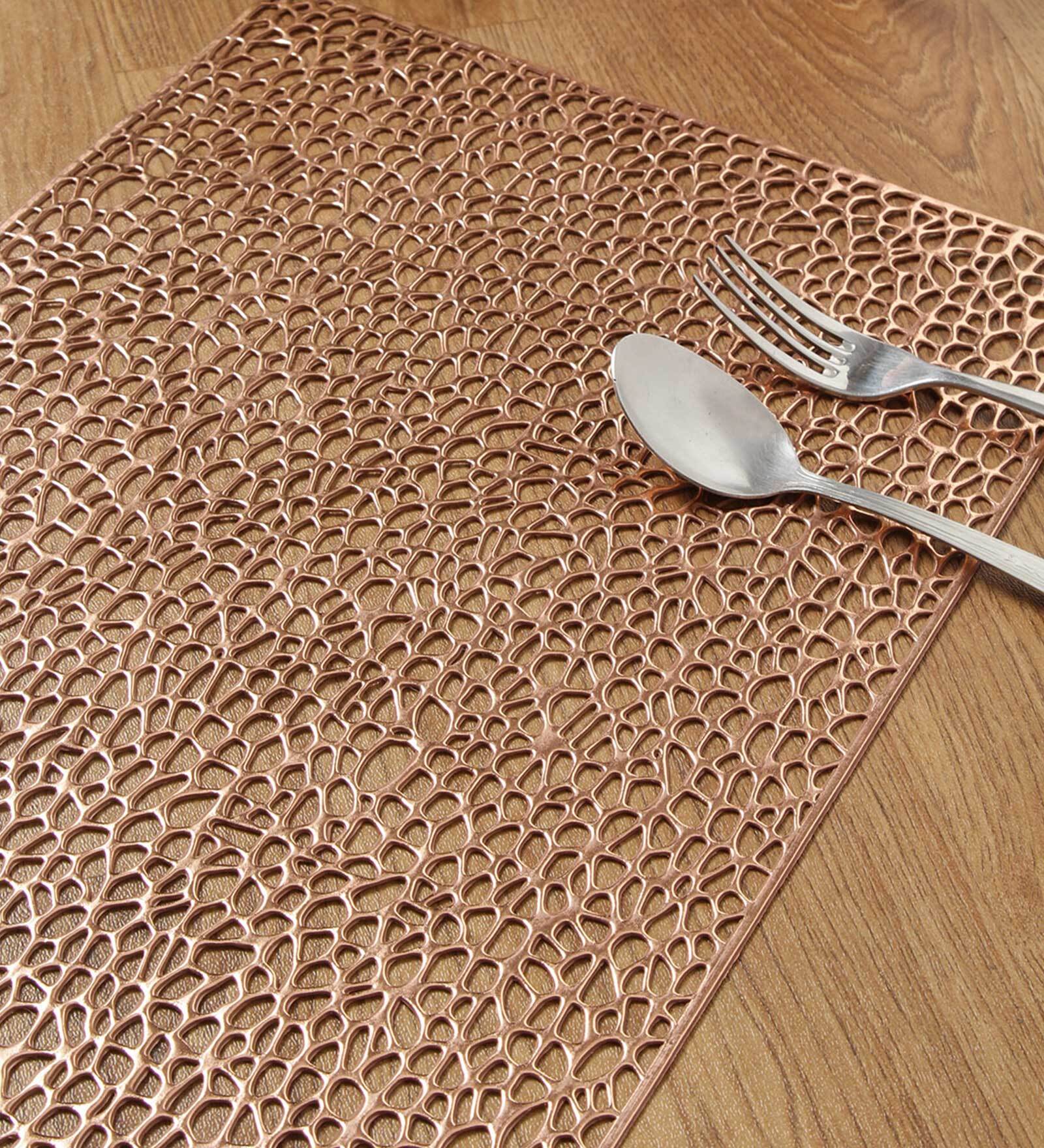 Buy Velveteen (17x12) Brown Leatherette (Set of 6) Placemat Online
