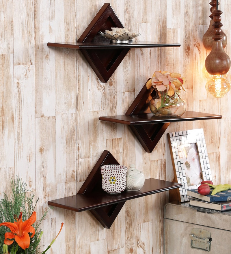 Home Sparkle Rectangular Brown Wall Shelf by Home Sparkle Online