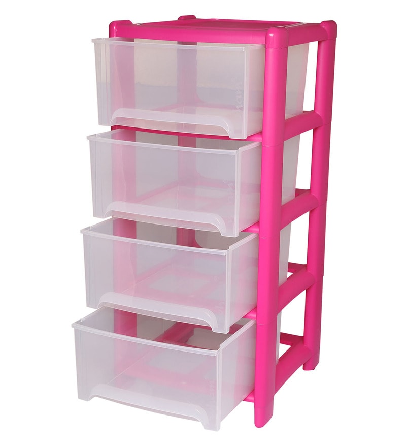Buy Homestop Wham Pink Plastic Deep 4 Drawer Unit Online Shelves