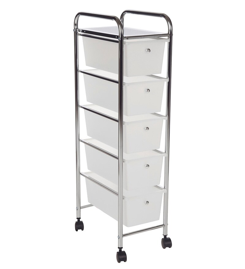 Buy Howards Storage World Frosted Chrome 5 Drawer Storage Trolley