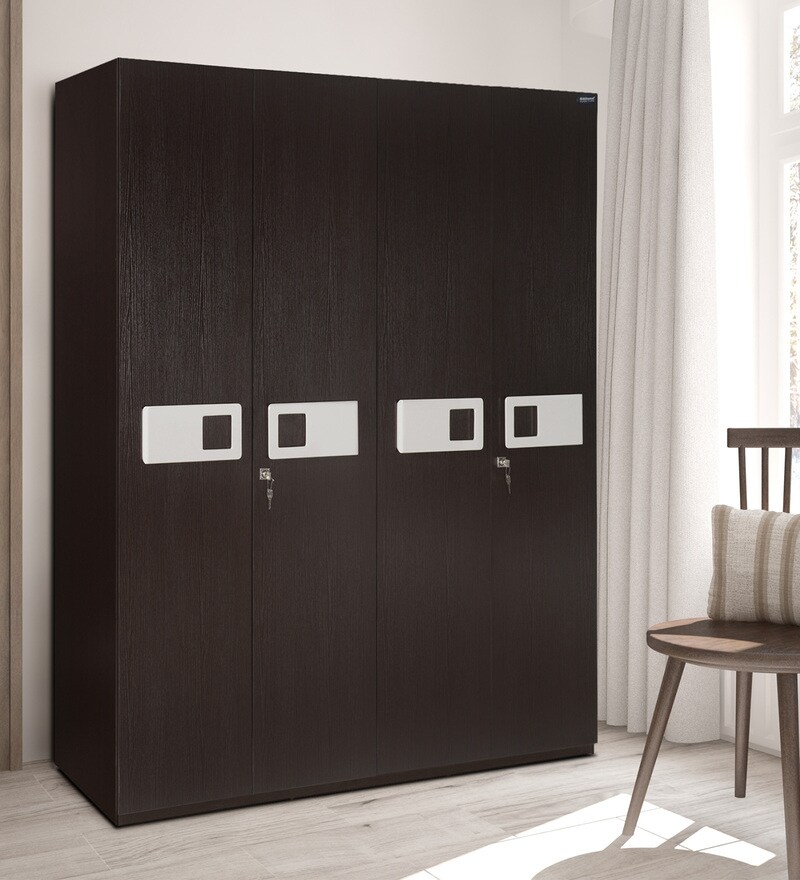 Buy Tristar Four Door Wardrobe In Brown White Colour By Nilkamal