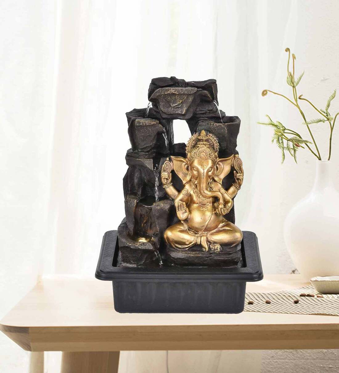 Buy Impression Ornate Ganesha Black & Gold Polyresin Water Fountain