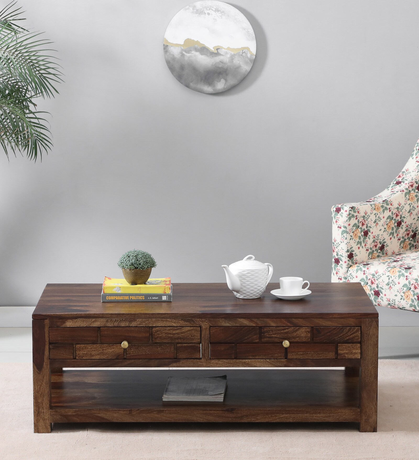 Buy Indus Sheesham Wood Coffee Table In Provincial Teak Finish at 17
