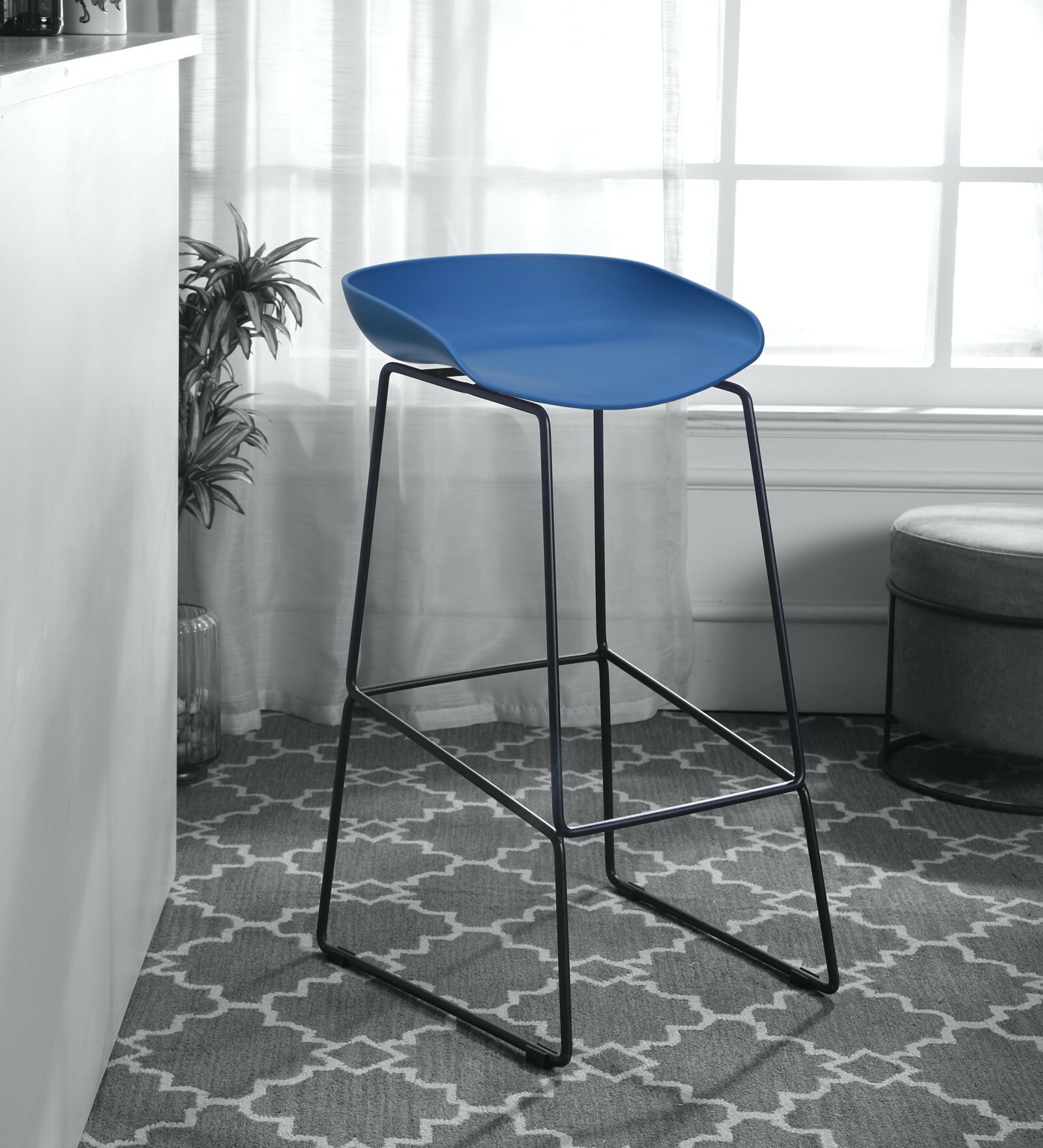 Buy Iris Bar Stool in Blue Colour at 28 OFF by VOF Pepperfry
