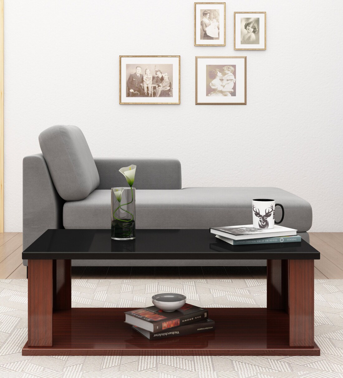 Buy Isla Large Coffee Table with Black Shelf & Red Finish Online