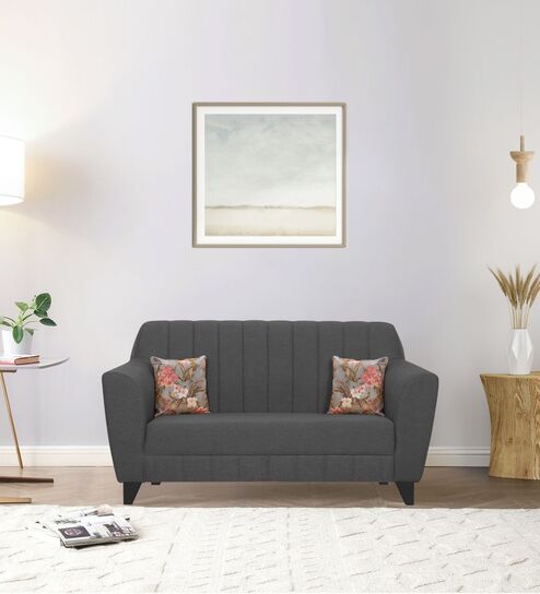 Buy Java Fabric 2 Seater Sofa In Grey Colour Online - Contemporary 2 ...