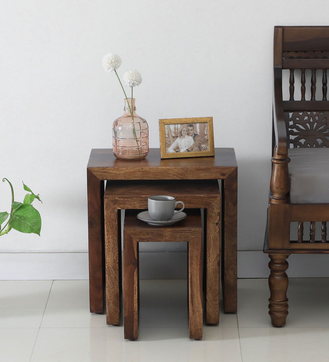 Buy Jelks Solid Wood Nest Of Tables In Provincial Teak Finish Online ...
