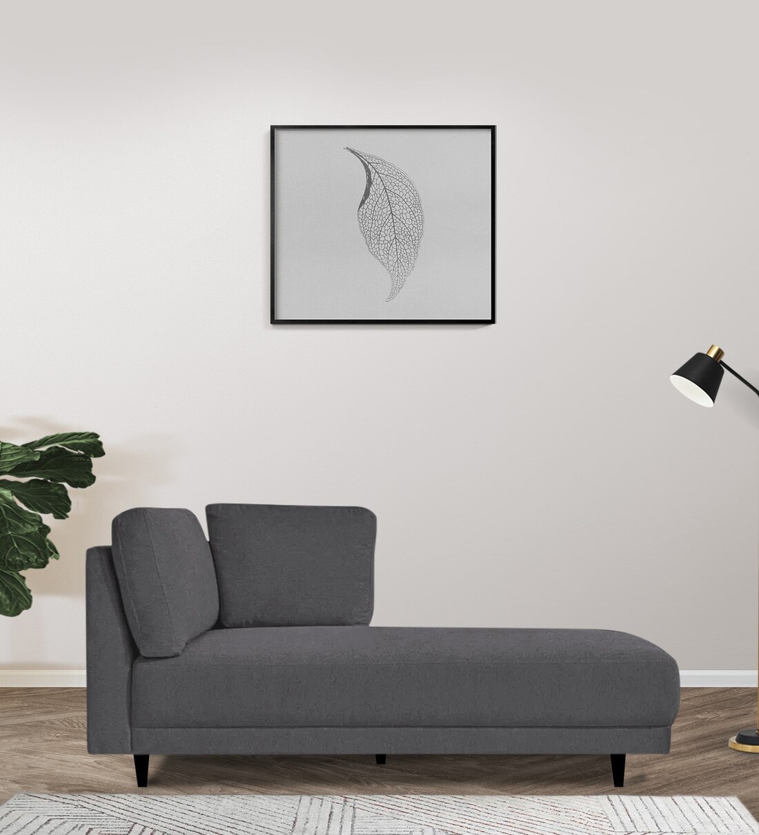 Buy Jonze Velvet Chaise Lounger in Davy Grey Colour Online Chaise