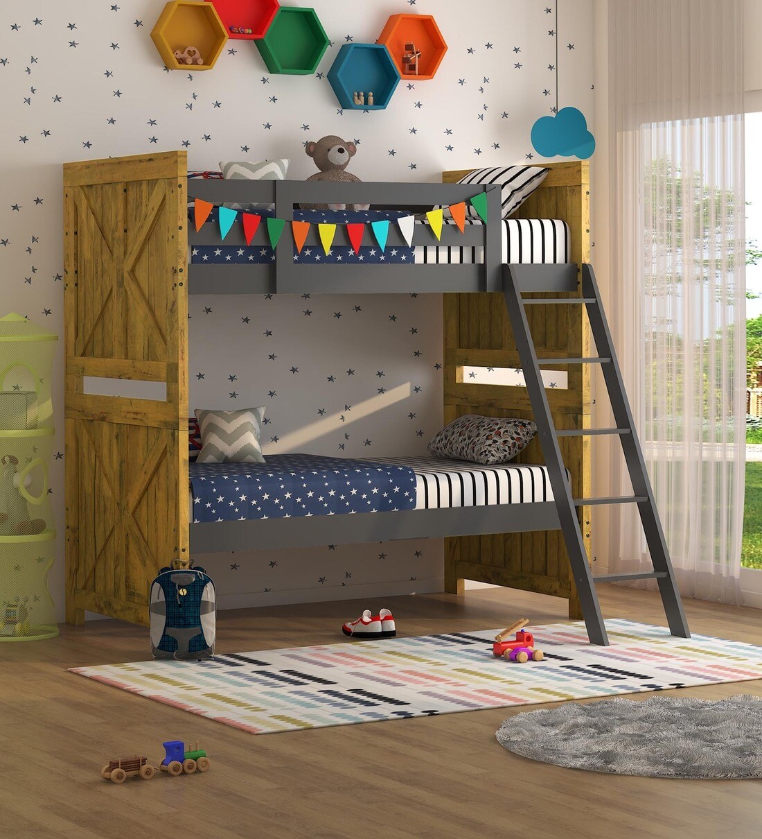 Buy Josue Bunk Bed in Brown Finish CasaCraft Online Bunk Beds