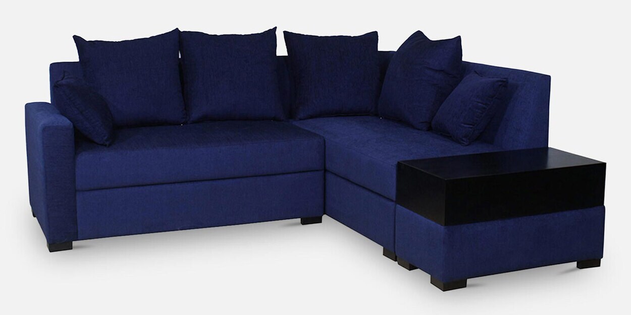 Buy Jordan Fabric RHS Sectional Sofa(2+Lounger) in Blue Colour with box