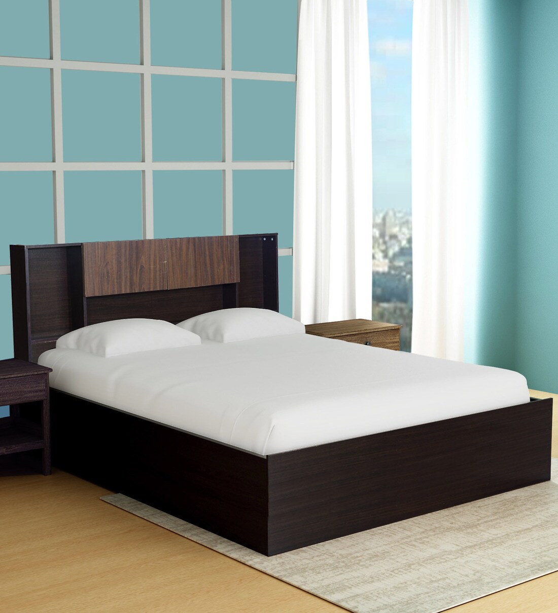 Buy Kaori Queen Size Bed in Wenge Finish with Box Storage at 26 OFF by