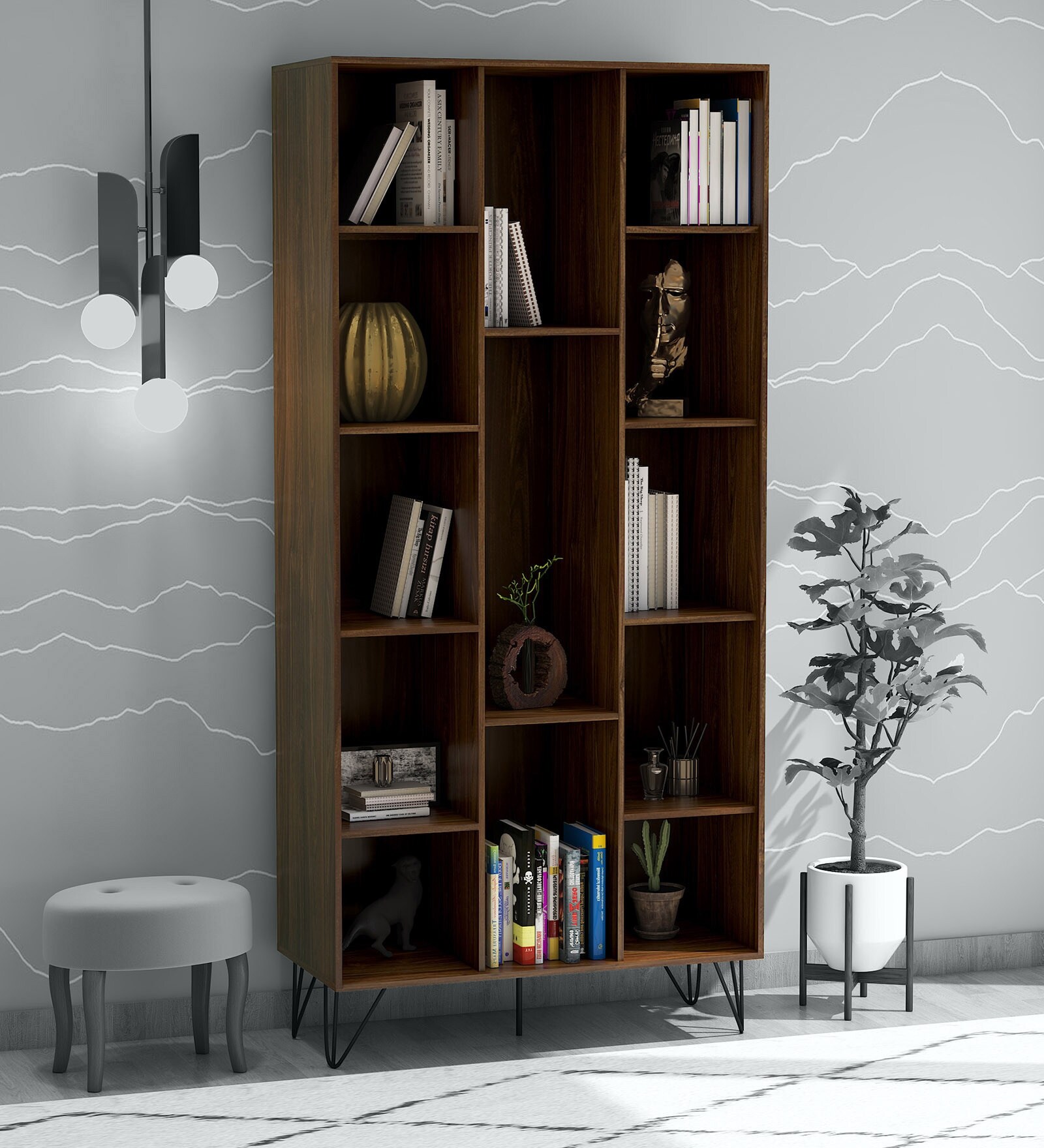 Buy Kanada Book Shelf in Dark Brown Finish Online Contemporary Book