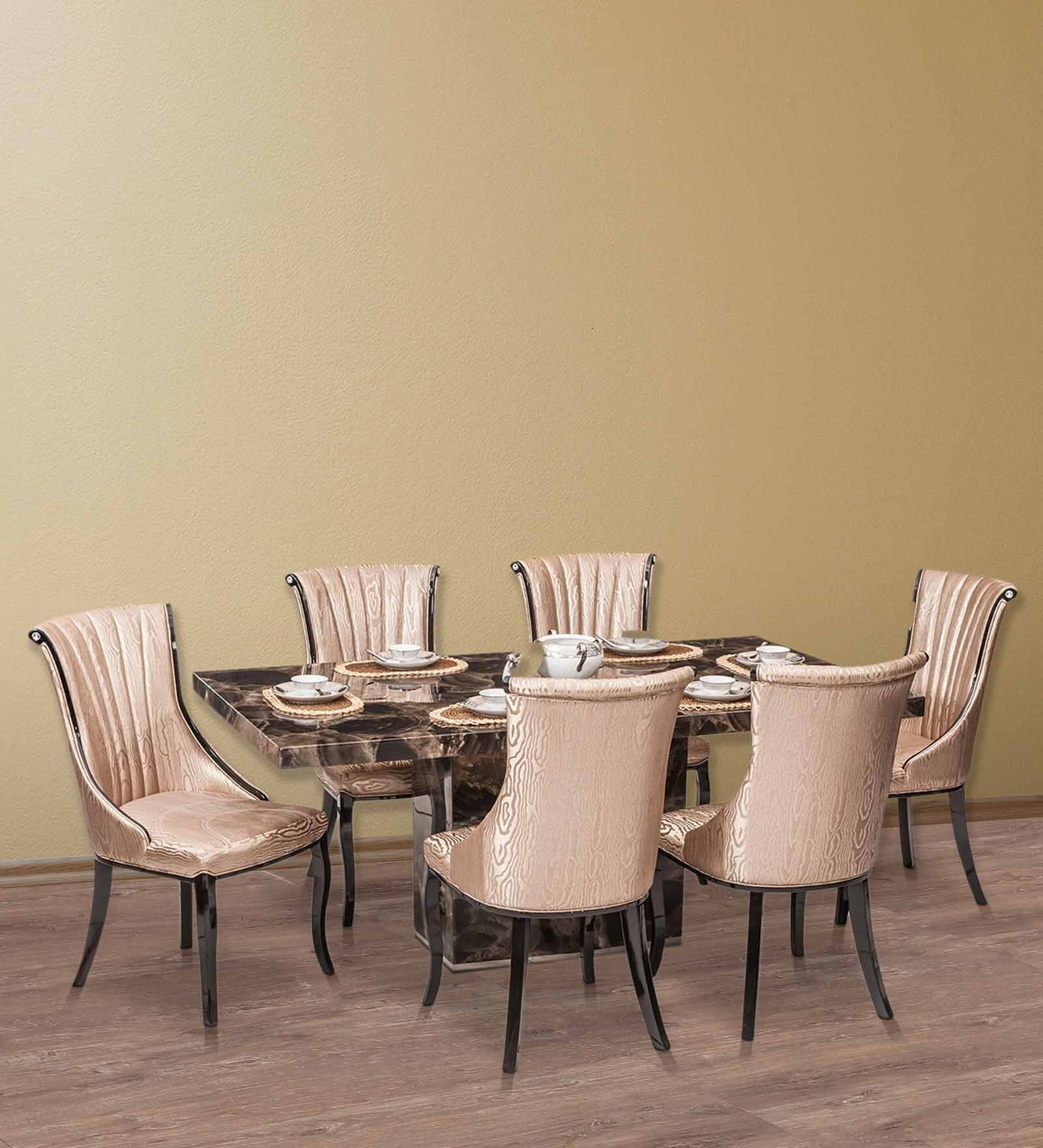 Buy Kara Marble Top Six Seater Dining Set by Durian Online 6 Seater Dining Sets Dining