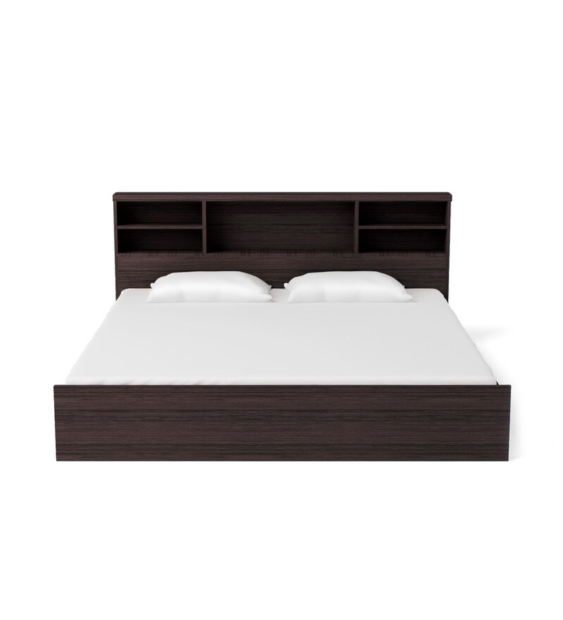 Buy Kaito King size Bed with Storage in Wenge Finish by Mintwud Online