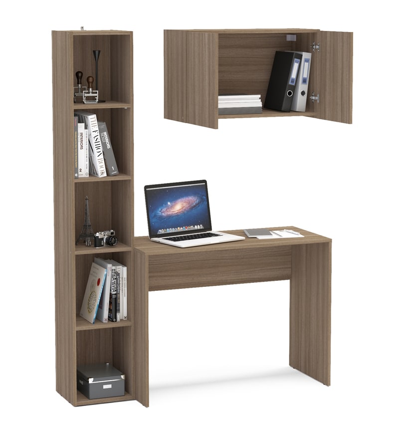 Buy Karanga Study Table with Book Shelf and in Light Walnut