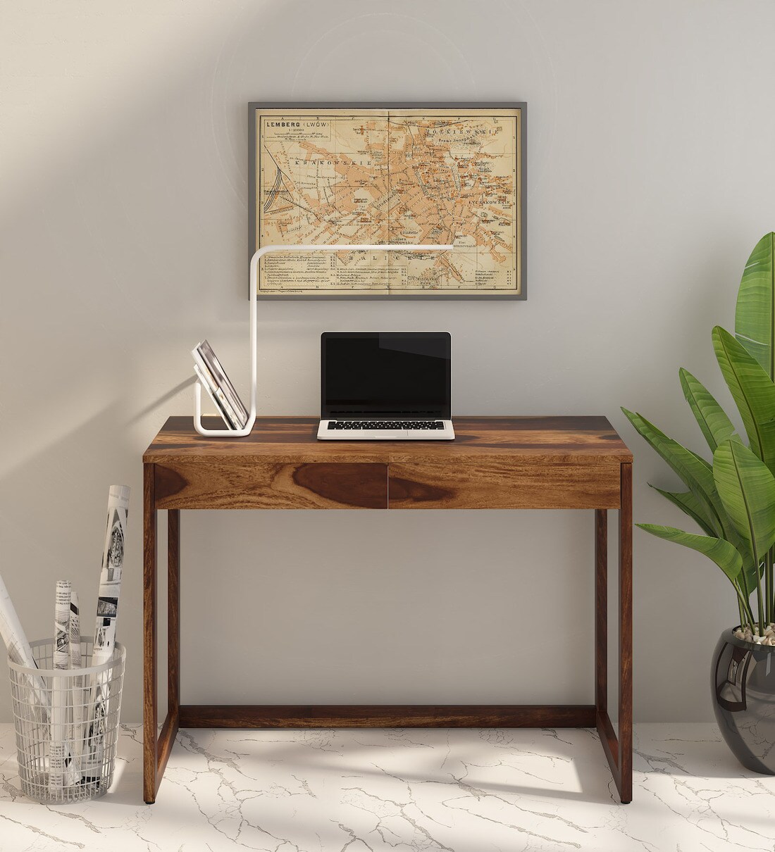 Buy Ketty Sheesham Wood Study Table In Rustic Teak Finish Online