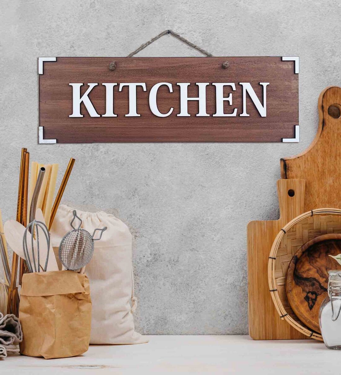 Buy Kitchen Sign Brown Wooden Wall Art at 53% OFF by Chalk My Theme ...