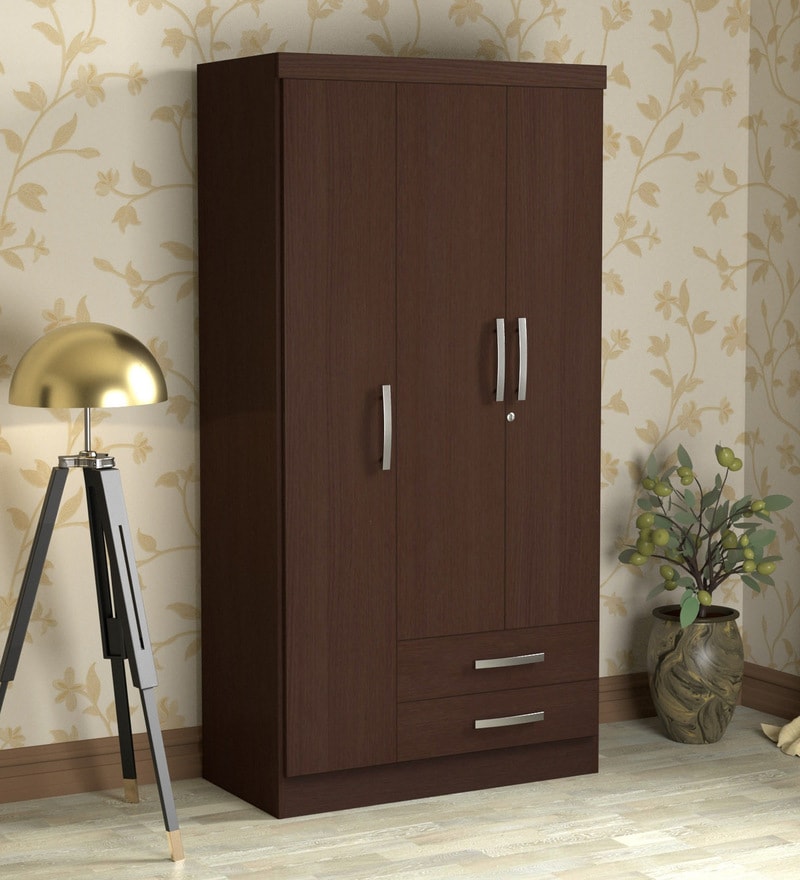 Buy Okinawa 3 Door Wardrobe In Chocolate Finish By Mintwud Online