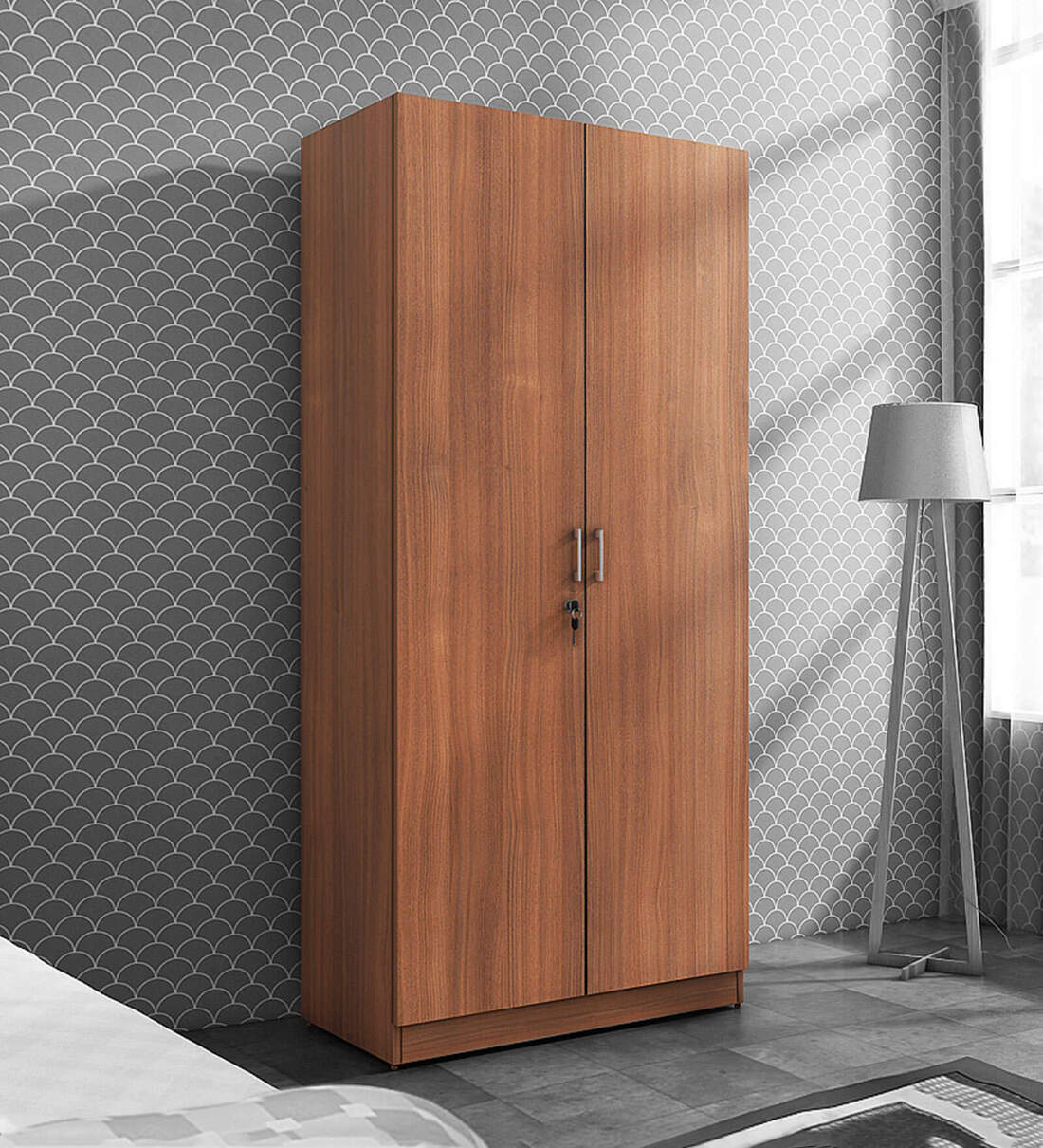 Buy Kosmo Optima 2 Door Wardrobe in Walnut Finish Online 2 Door