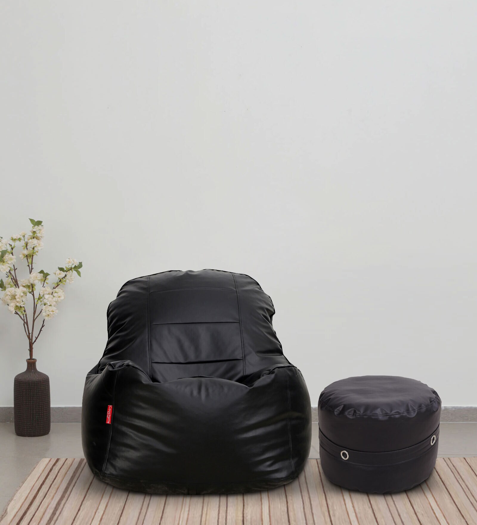 Buy Kocaman XXXL Leatherette Bean Bag with Beans in Black Colour with