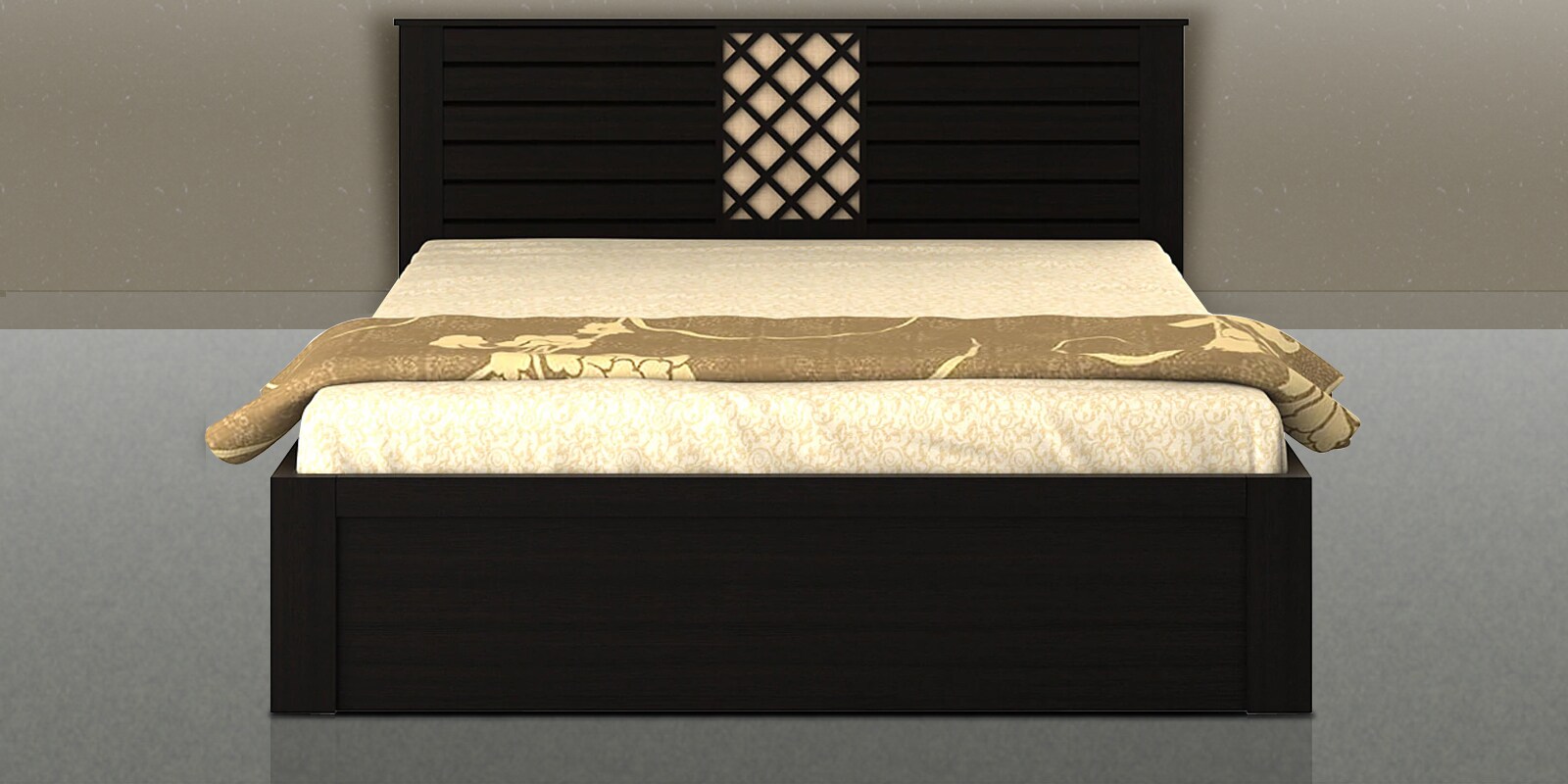 Buy Kosmo Classic Queen Bed with Box Storage in Natural Wenge Finish by