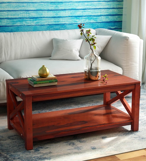 Buy Kryss Solid Wood Coffee Table In Honey Oak Finish By Woodsworth Online Transitional Rectangular Coffee Tables Tables Furniture Pepperfry Product