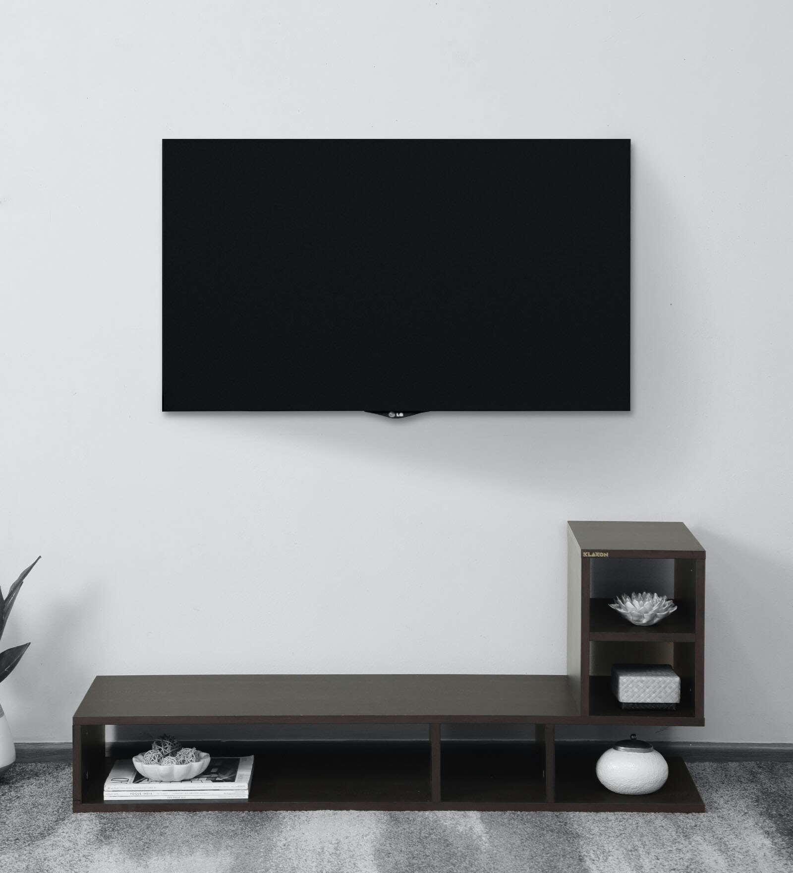 Buy L Shape TV Console in Brown Finish by Klaxon Online - Modern TV ...