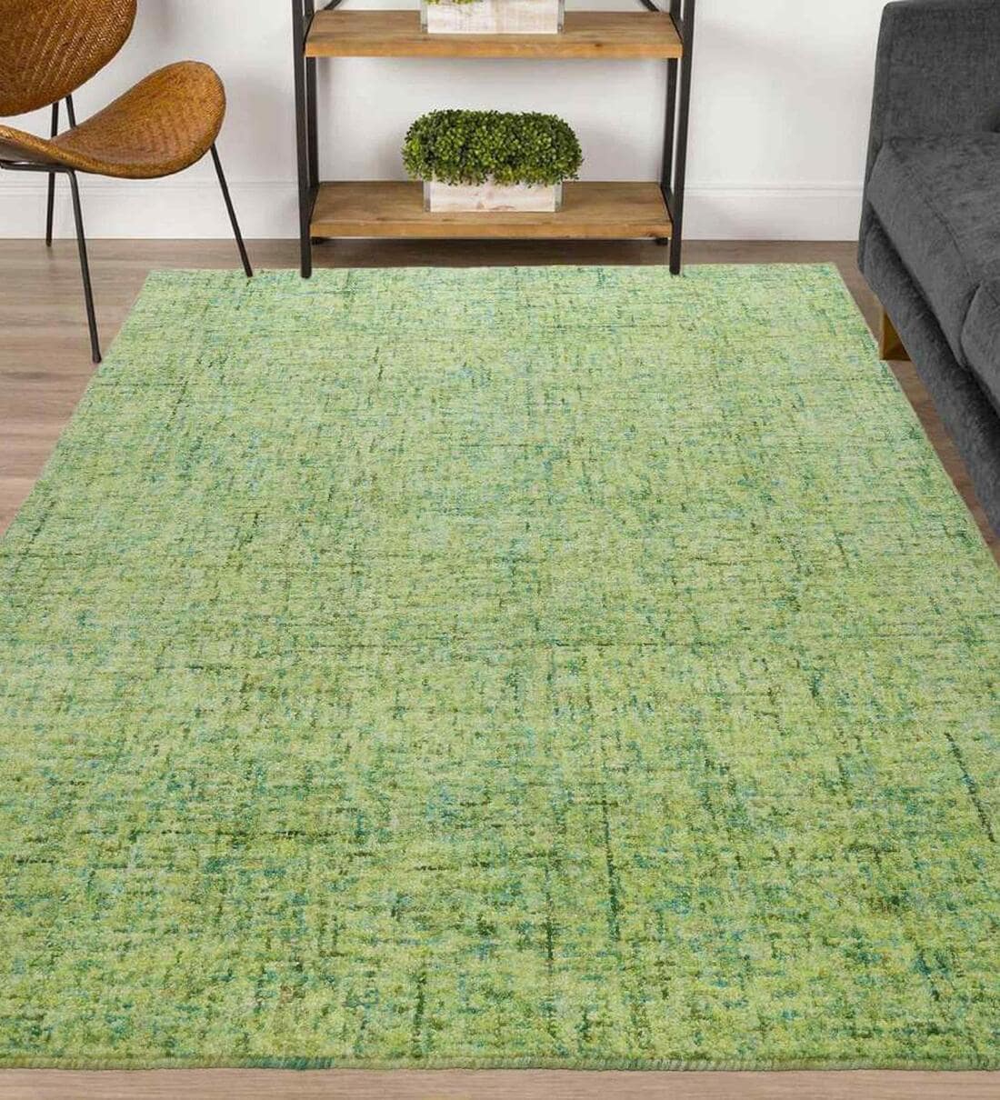 Buy Lime Green & Blue Abstract Wool 6 x 9 Feet Hand Tufted Carpet by ...