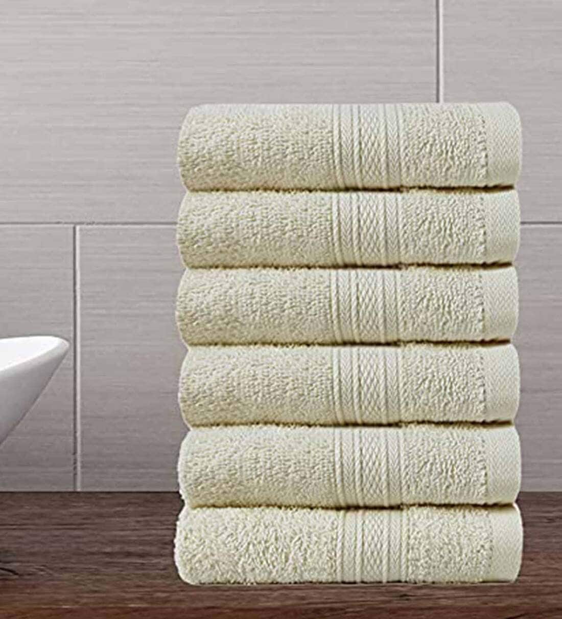 Buy Beige Solid 500 GSM Cotton Face Towels (Set of 6) by Trident at 35