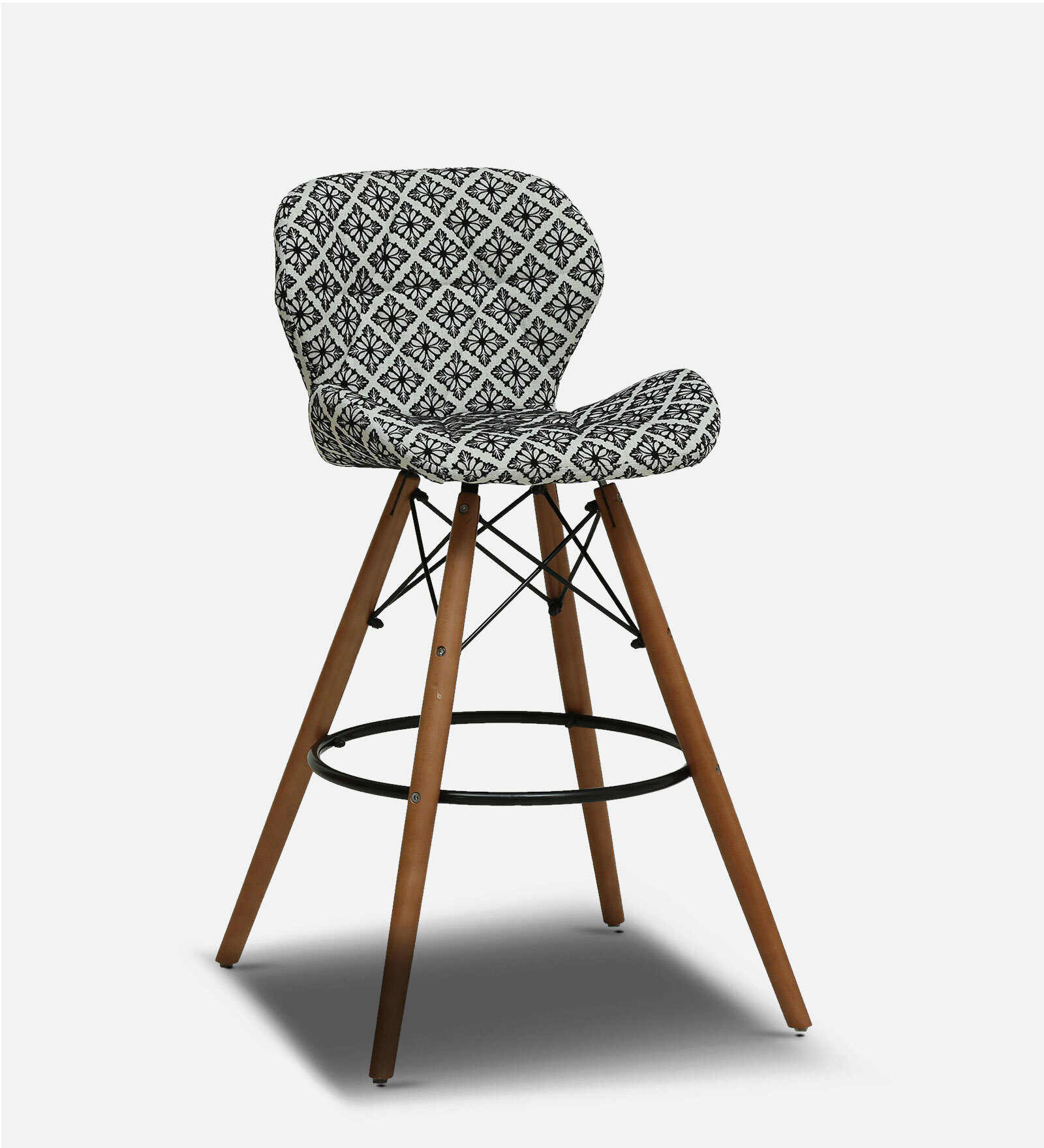 Buy Adderley Fabric Bar Stool In Black & White Colour at 28 OFF by