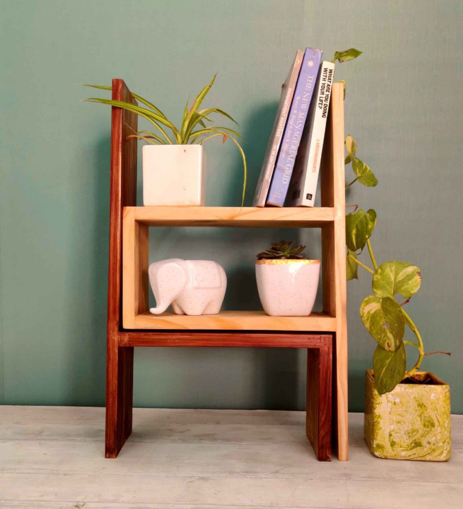 Buy Lightwood and Walnut Solid Wood Crossword Multipurpose Planter