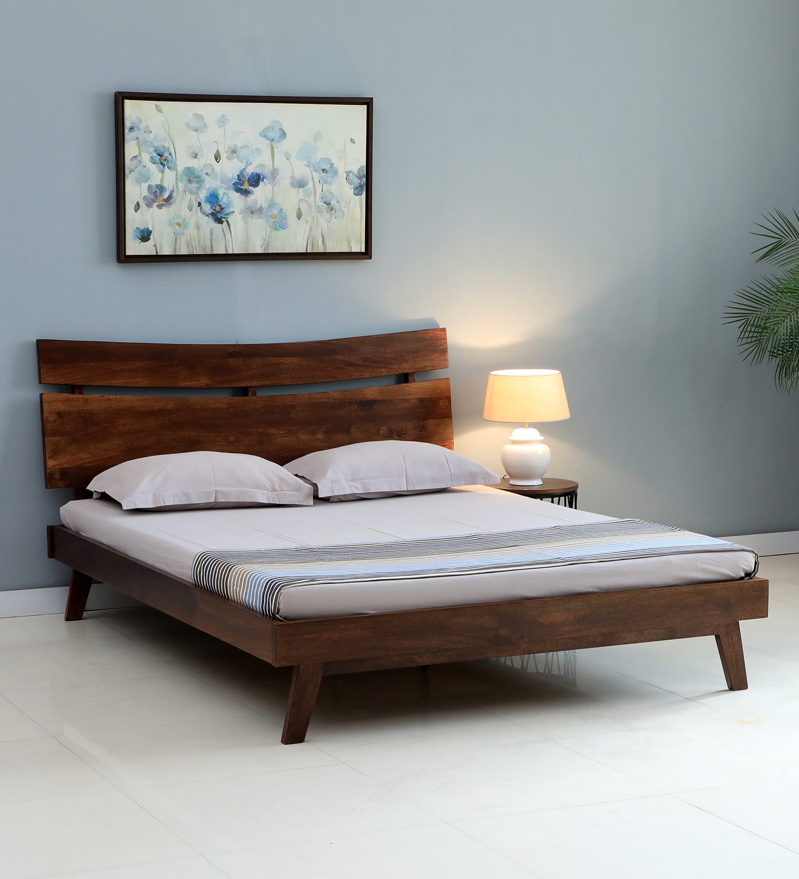 Buy Sorrento Solid Wood Queen Size Bed In Tubbaq Finish Online ...