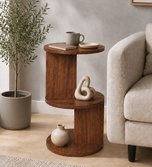Luna Round Coffee Table In Walnut Finish