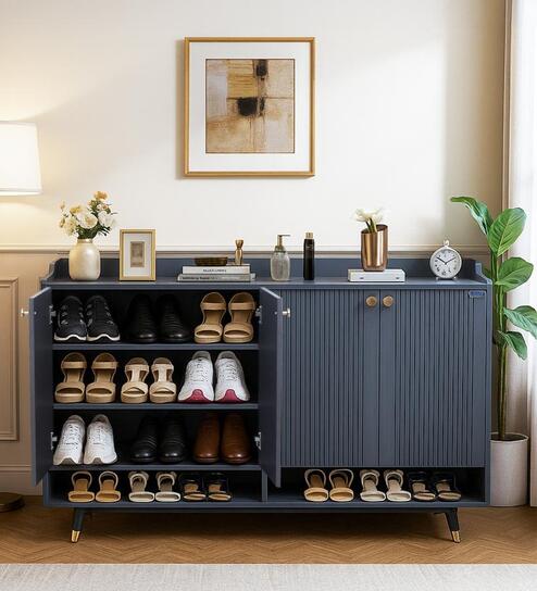 Luxora 4 Door Shoe Cabinet In Dark Grey Colour