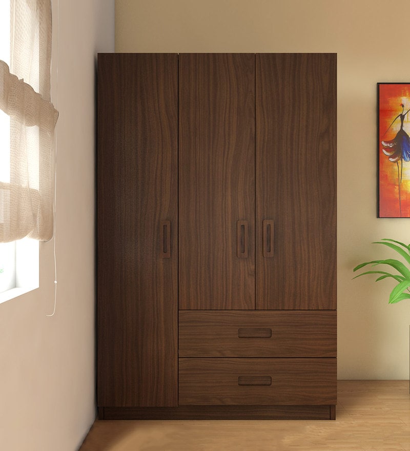 Buy Crest Three Door Wardrobe In Oak Colour By Pine Crest Online