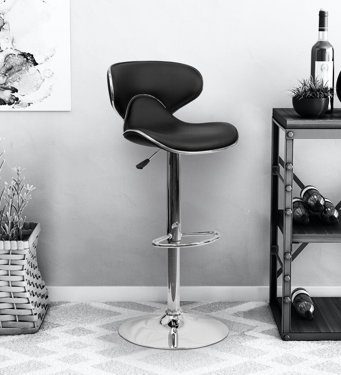 Buy Marlon Bar Chair in Black Colour by Home Style Online - Modern Bar Stools - Bar Furniture ...