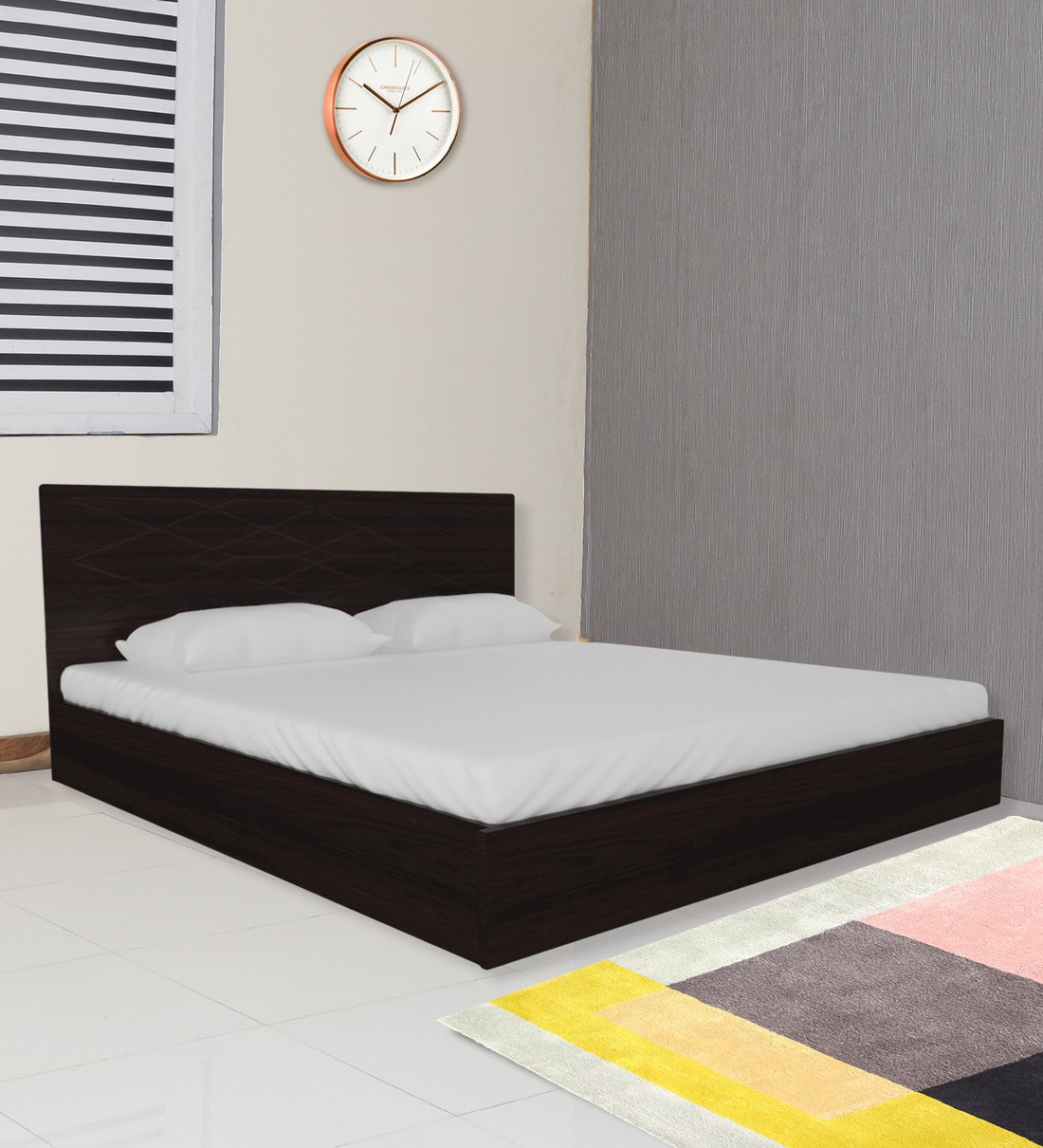 Buy Maze King Size Bed with Storage in Cinnamon Finish at 100 OFF by