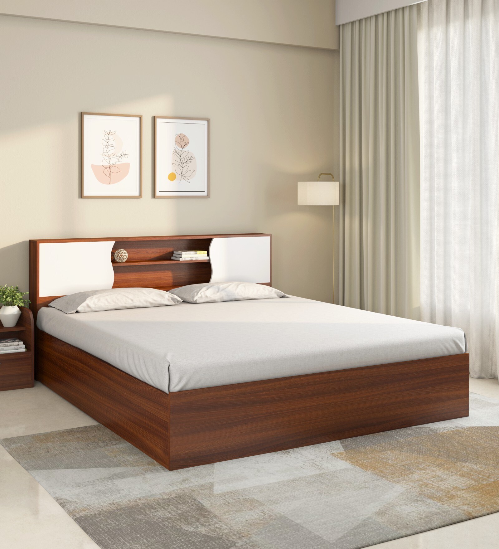 Buy Malcom Max King Size Bed in Walnut Finish with Box Storage at 61% ...